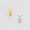 POLISHED CROSSED-SWORD DESIGN PUSHIN (THREADLESS) 316L SURGICAL STEEL LABRET SET